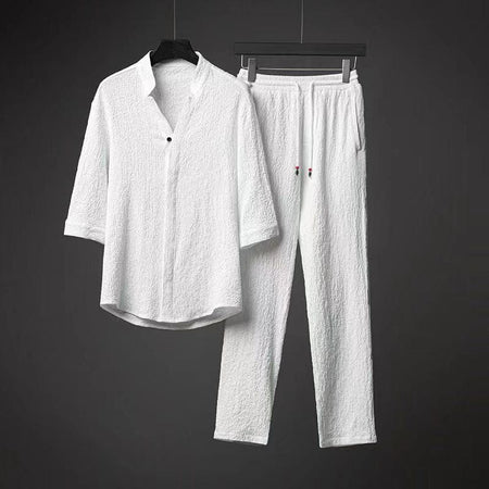 Lively® Homme Blanc / S Ensemble d'été 2 pièces en lin | Lively™